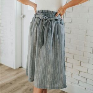 Kaleigh Denim Blue Midi Skirt